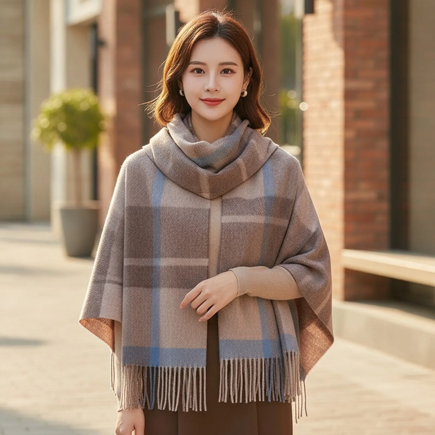 Foulard Plaid Luxe Laine Cachemire Femme