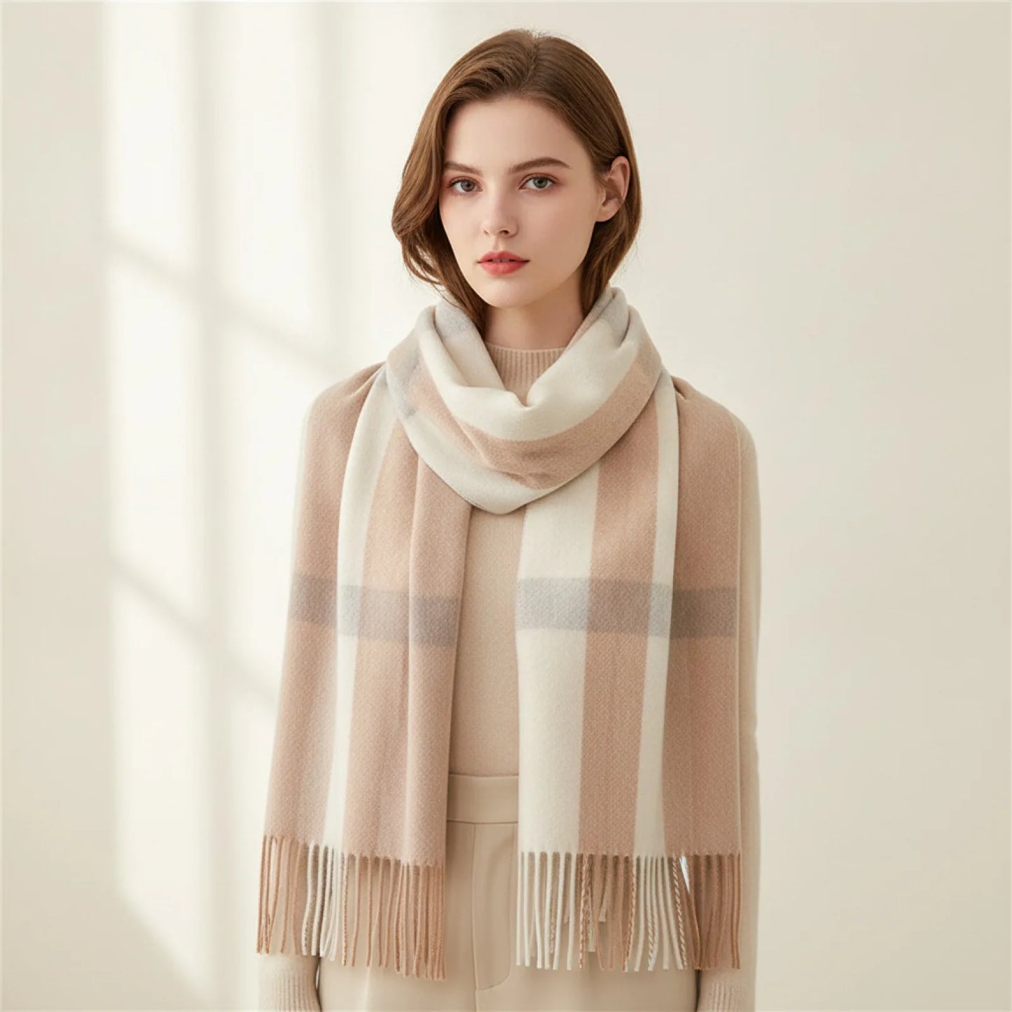 Foulard Plaid Luxe Laine Cachemire
