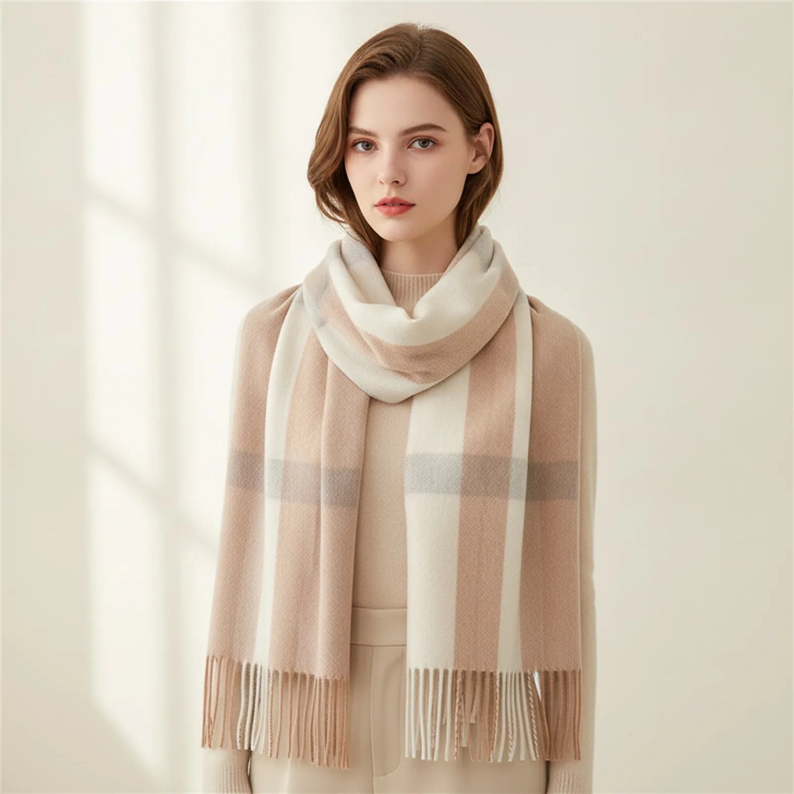 Foulard Plaid Luxe Laine Cachemire