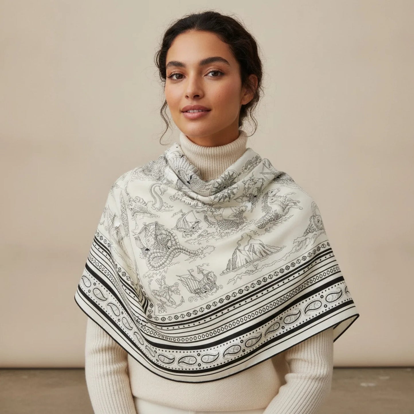 Foulard Carrée Soie Cachemire Femme Motif Paisley