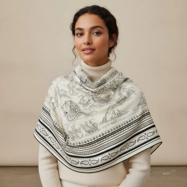 Foulard Carrée Soie Cachemire Femme Motif Paisley