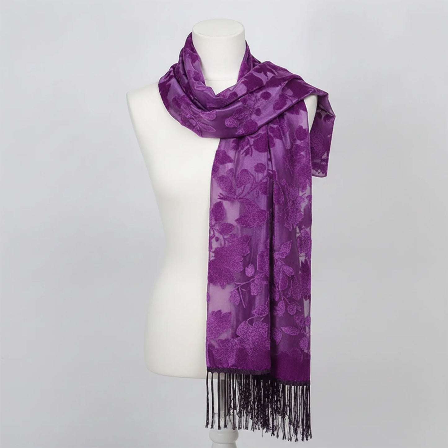 Foulard Soie Dentelle Motif Floral Dégradé