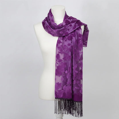 Foulard Soie Dentelle Motif Floral Dégradé
