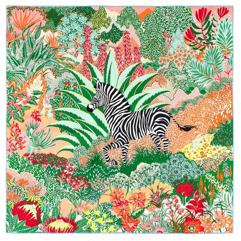 Foulard Carré Soie "Girafes" POBING 90cm