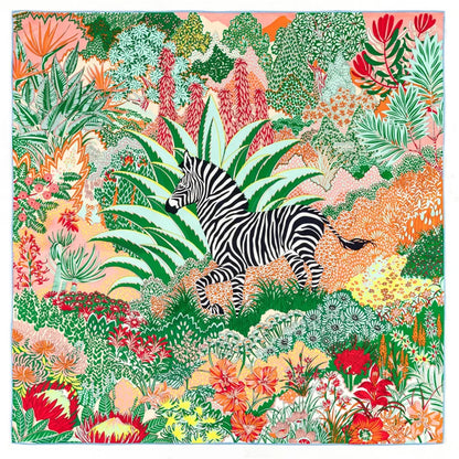 Foulard Carré Soie "Girafes" POBING 90cm