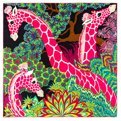 Foulard Carré Soie "Girafes" POBING 90cm