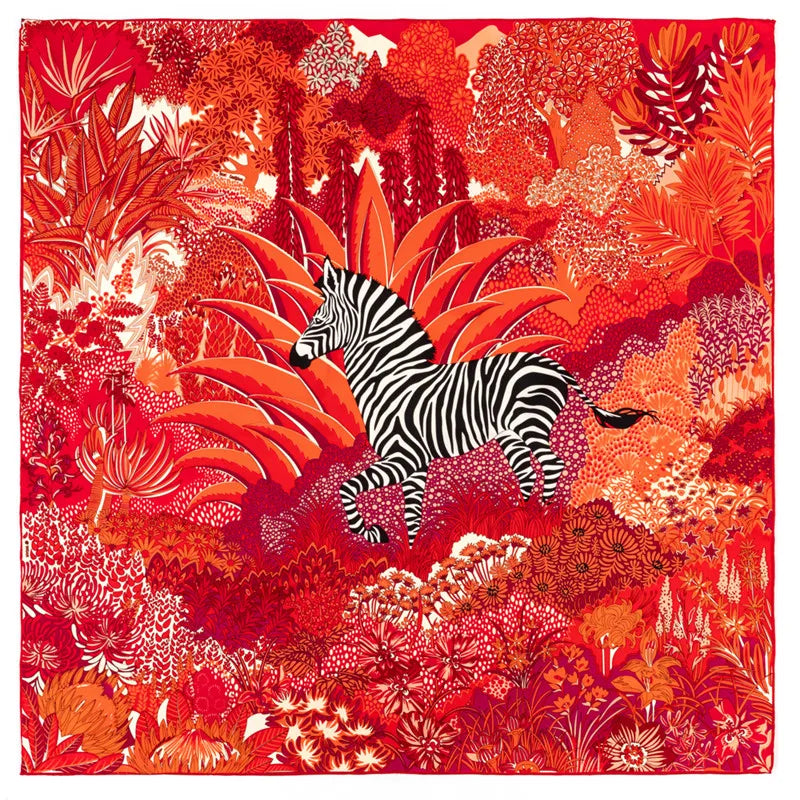 Foulard Carré Soie "Girafes" POBING 90cm