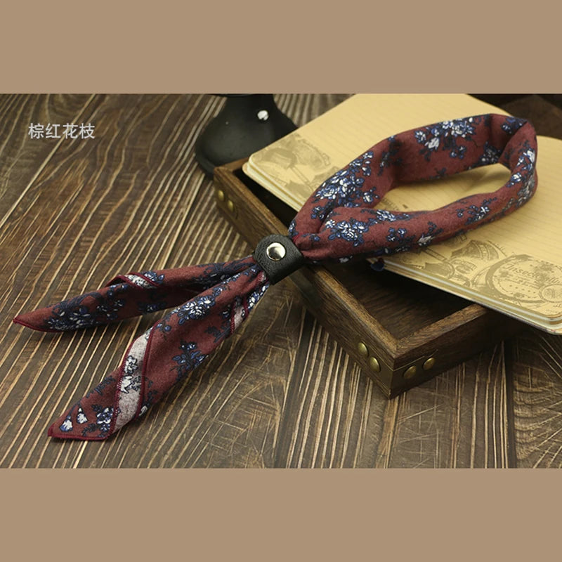 Foulard Cravate Homme Coton Motif Floral Vintage