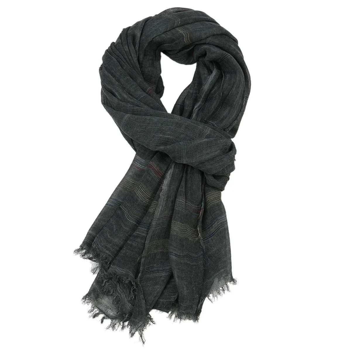 Foulard Coton Homme Rayée avec Glands
