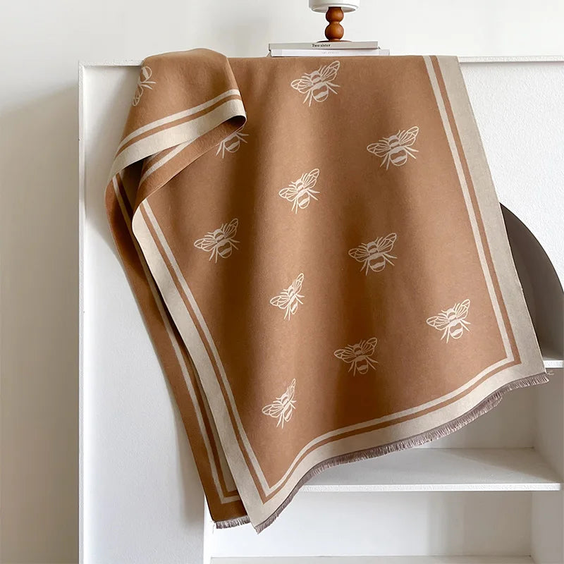 Foulard Abeilles Cachemire Double Face Femme