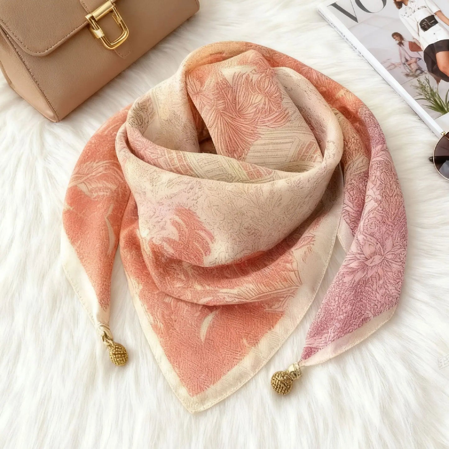 Foulard Triangulaire Magnétique Coton Lin Femme