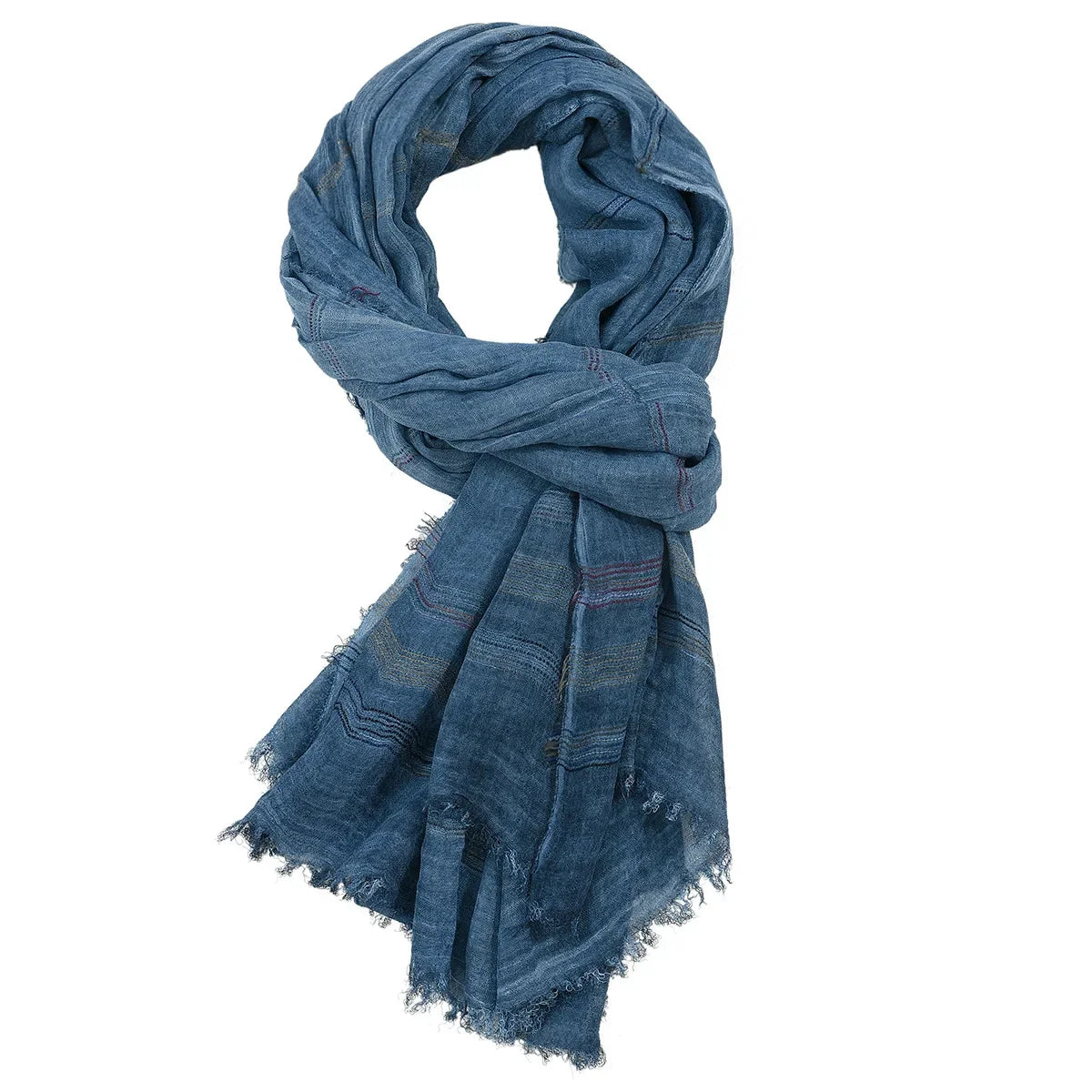 Foulard Coton Homme Rayée avec Glands