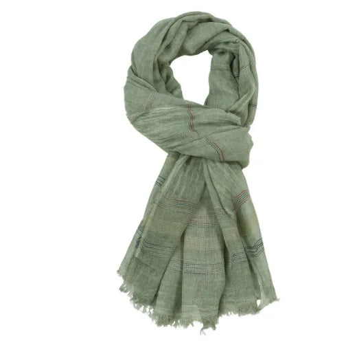 Foulard Coton Homme Rayée avec Glands