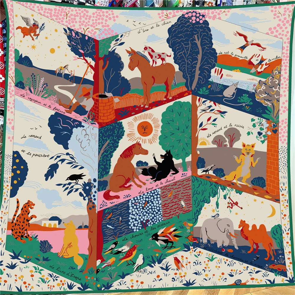 Foulard Carré Soie & Cachemire Imprimé Animal 