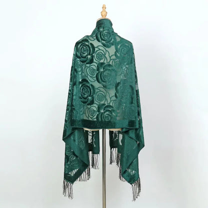 Foulard Soie Dentelle Motif Floral Dégradé