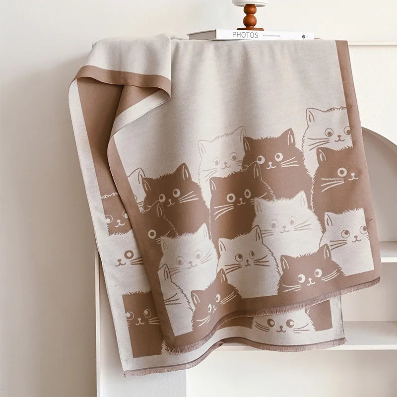 Foulard Cachemire Chat Beige