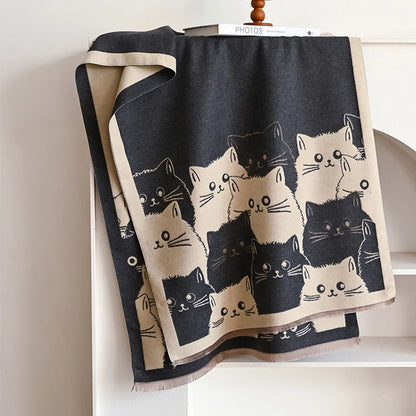Foulard Cachemire Chat Jacquard