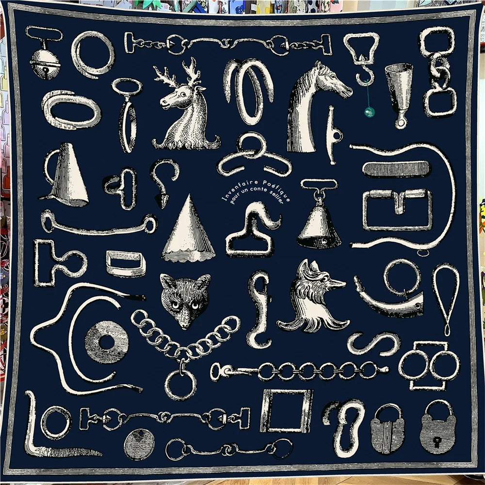 Foulard Carré Soie & Cachemire Imprimé Animal