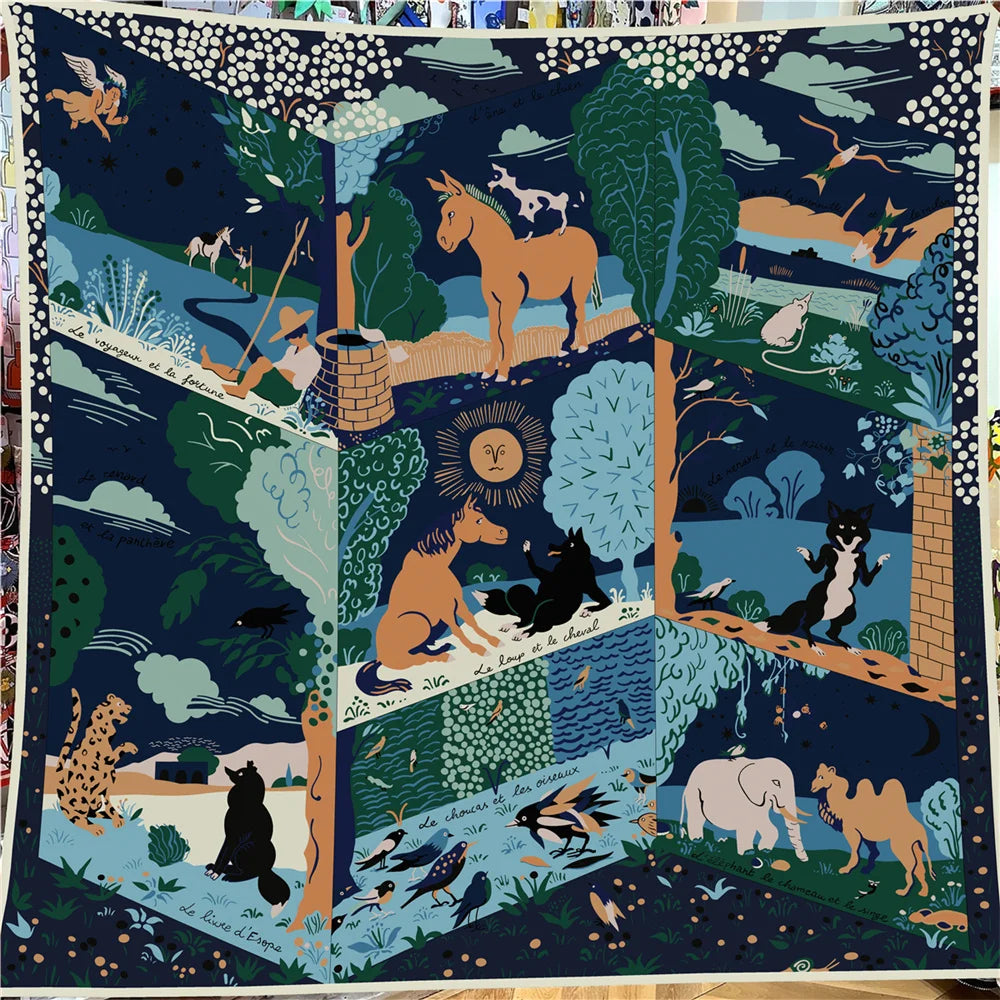 Foulard Carré Soie & Cachemire Imprimé Animal
