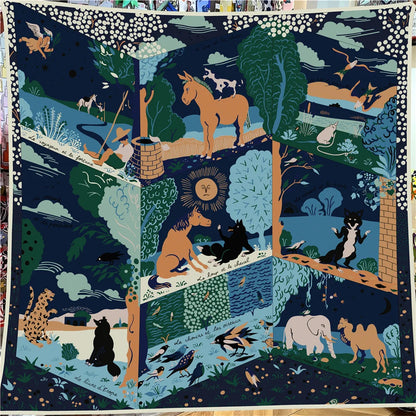 Foulard Carré Soie & Cachemire Imprimé Animal