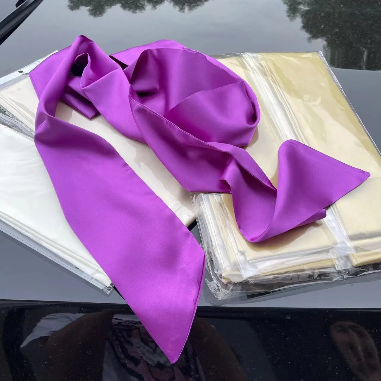 Foulard Long Satin de Soie Polyvalent