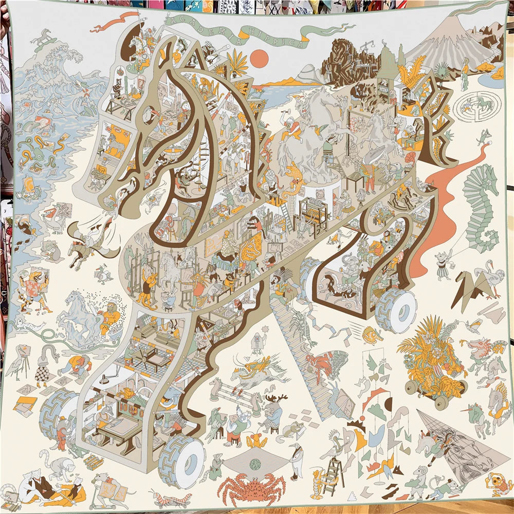 Foulard Carré Soie & Cachemire Imprimé Animal 