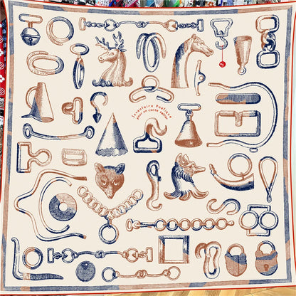 Foulard Carré Soie & Cachemire Imprimé Animal 