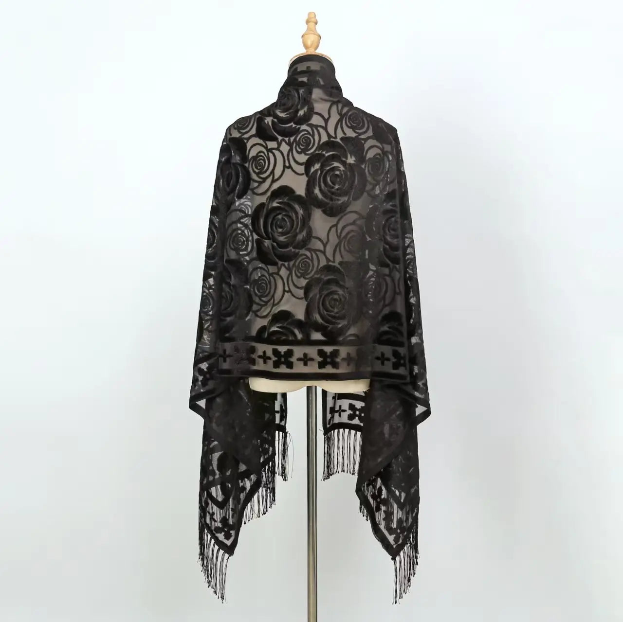 Foulard Soie Dentelle Motif Floral Dégradé