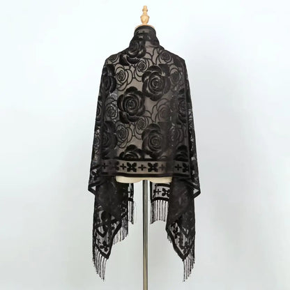 Foulard Soie Dentelle Motif Floral Dégradé