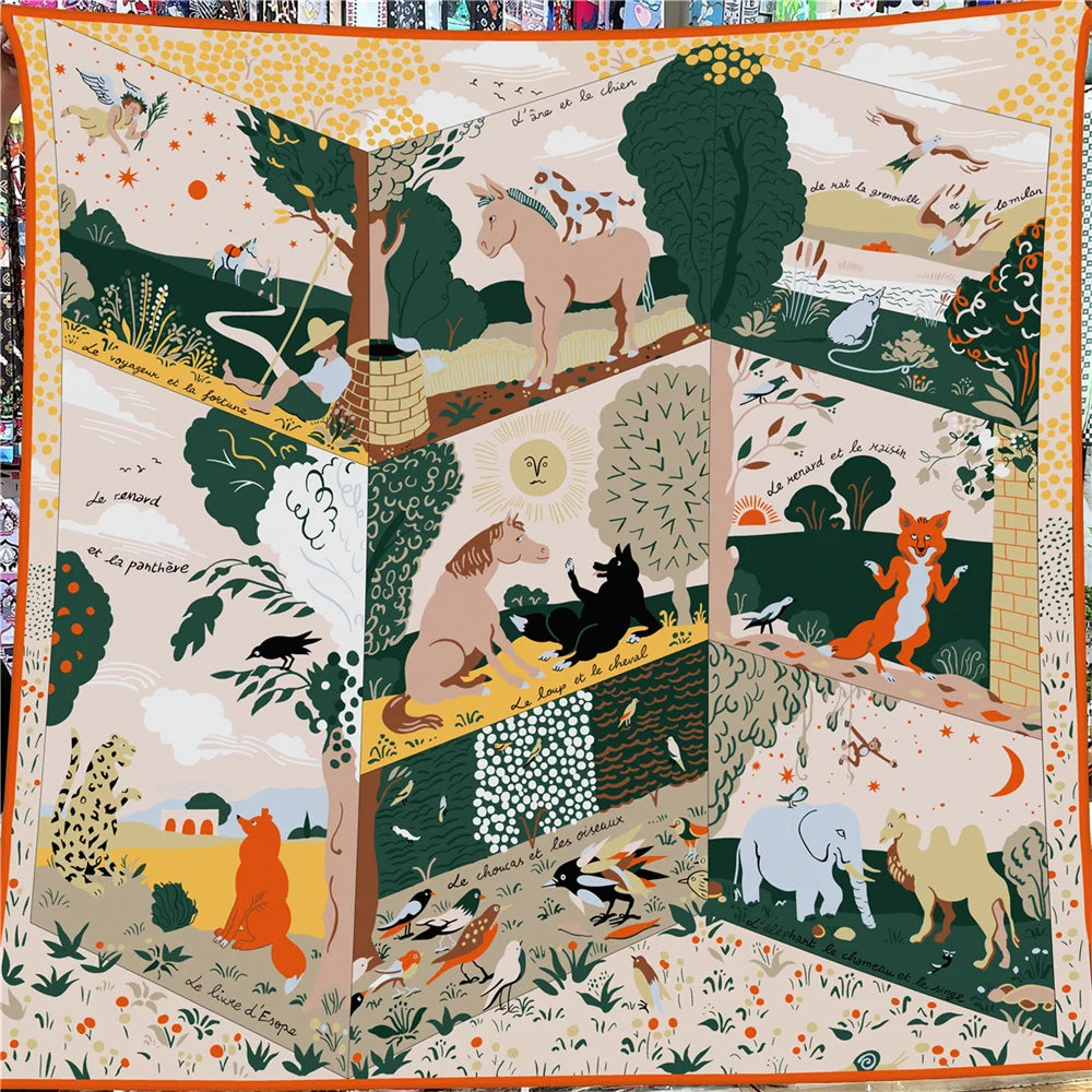 Foulard Carré Soie & Cachemire Imprimé Animal 