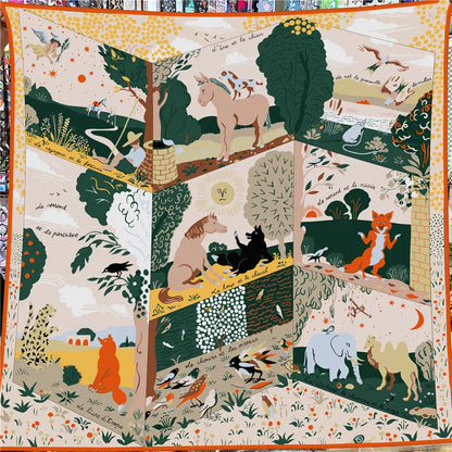 Foulard Carré Soie & Cachemire Imprimé Animal 