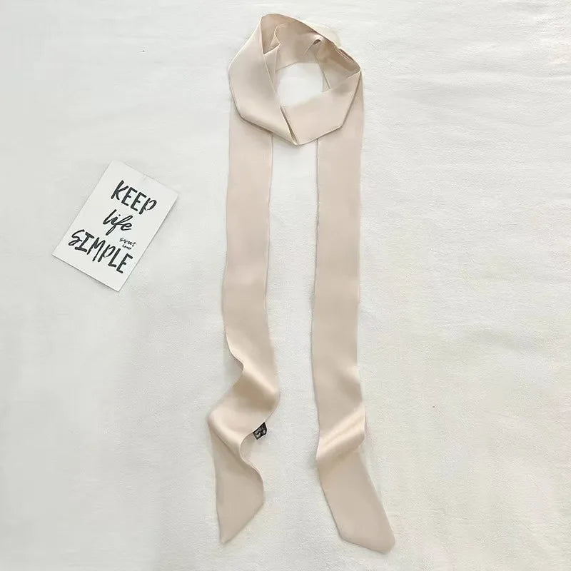 Foulard Étroit en Satin de Soie Luxe 5x200cm