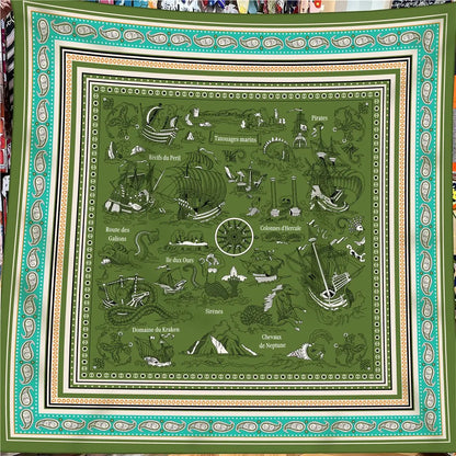 Foulard Carrée Soie Cachemire Femme Motif Paisley