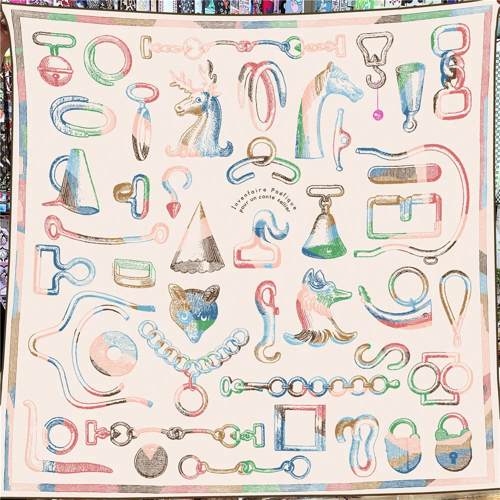 Foulard Carré Soie & Cachemire Imprimé Animal 