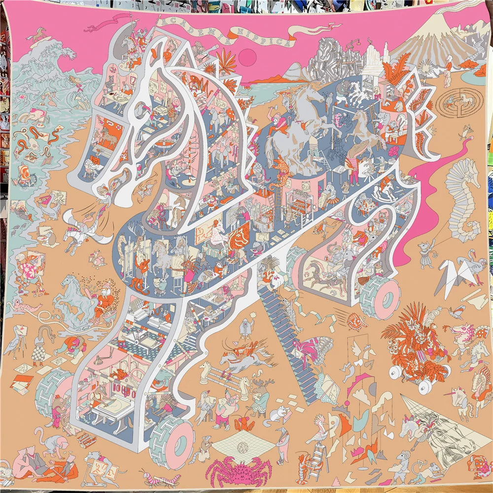 Foulard Carré Soie & Cachemire Imprimé Animal