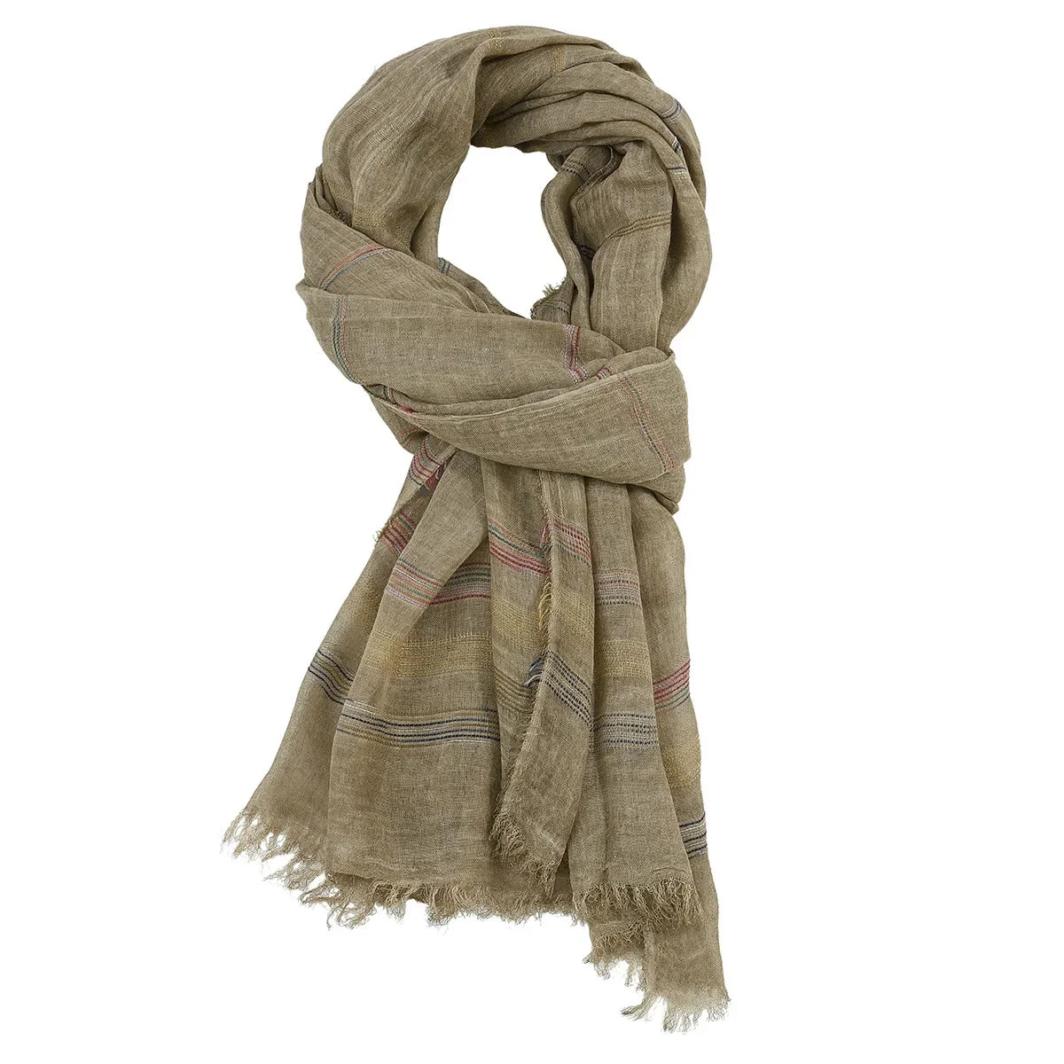 Foulard Coton Homme Rayée avec Glands