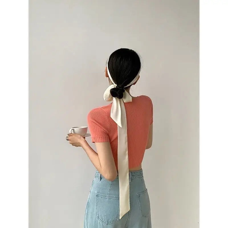 Foulard Étroit en Satin de Soie Luxe 5x200cm
