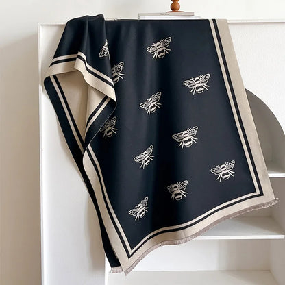 Foulard Abeilles Cachemire Double Face Femme