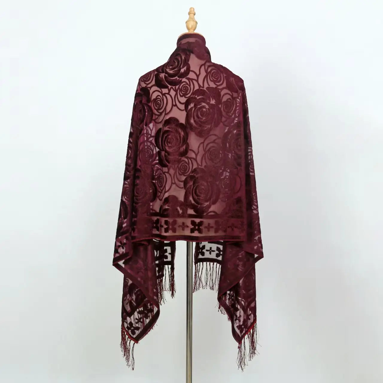 Foulard Soie Dentelle Motif Floral Dégradé