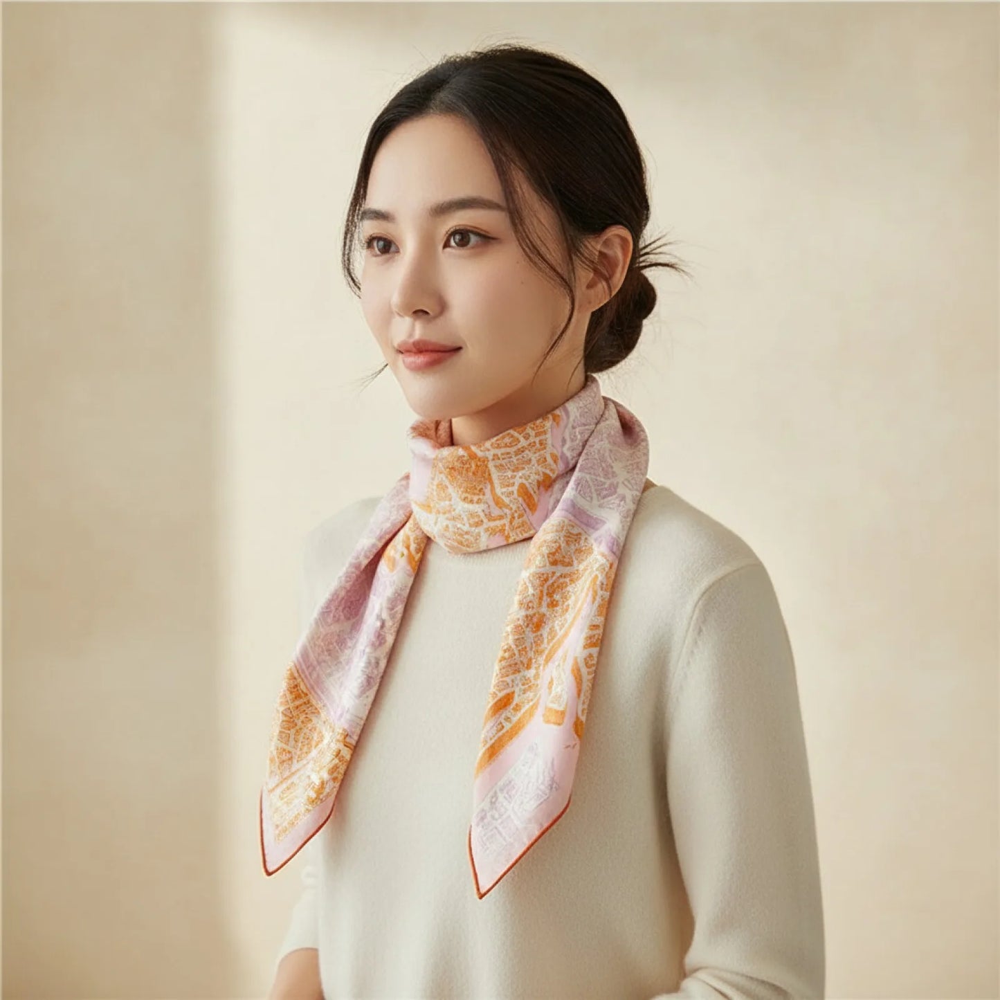 Foulard Carré Soie Luxe 90x90cm Cheval Cavalier