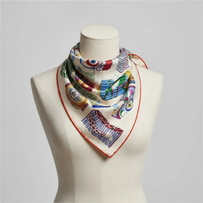 Foulard Femme en Soie Sergé - Motifs Floraux & Colorés