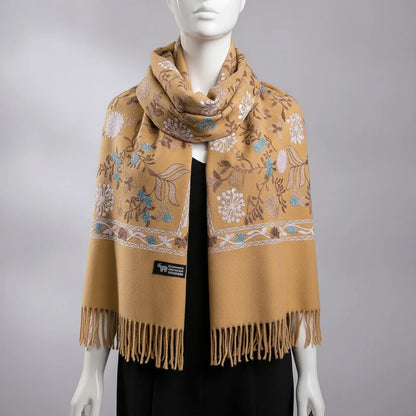 Foulard Cachemire Femme brun Brodé