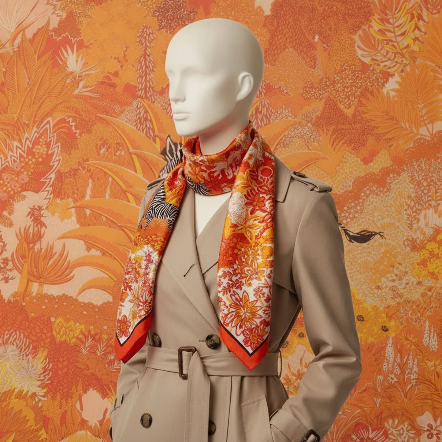 Foulard Carré en Soie Luxe - Motif Zèbre