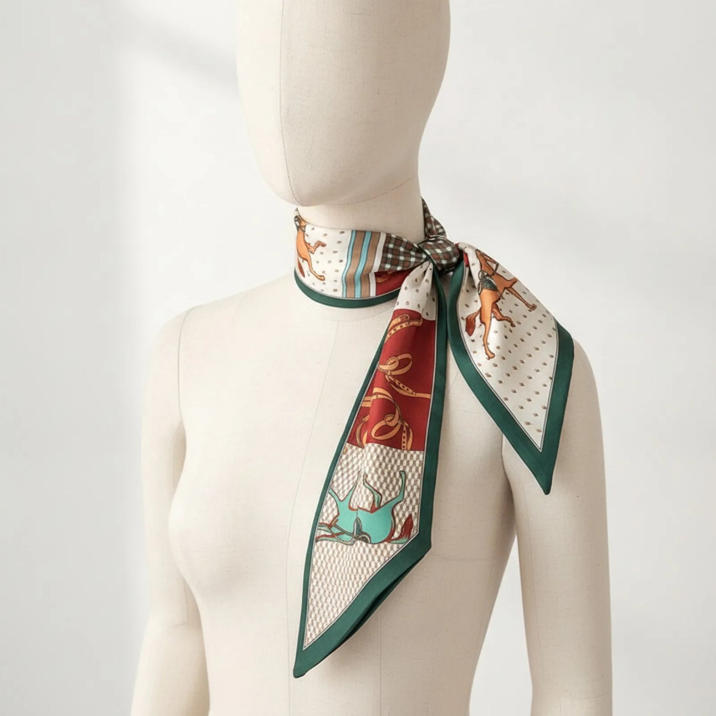 Foulard Carré en Soie Imprimé Cheval