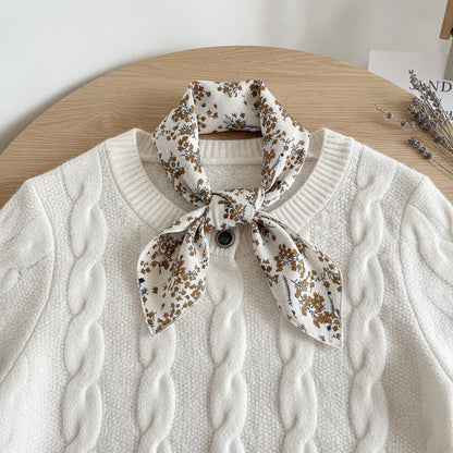 Foulard Carré Soie Bohème Imprimé Floral Brun