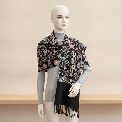 Foulard Cachemire Brodé Femme - Douceur Hivernale
