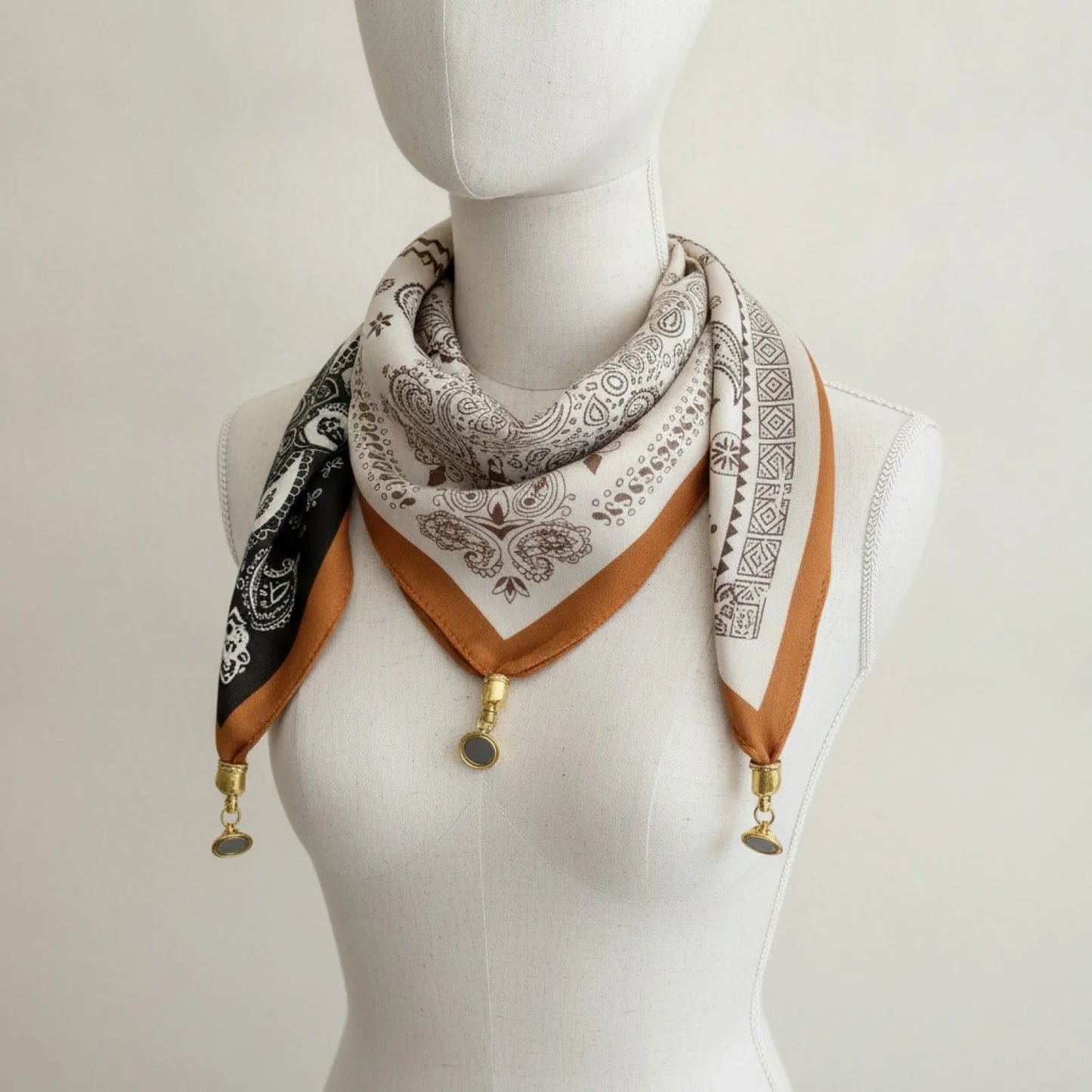 Foulard Triangulaire Soie Magnétique Noir