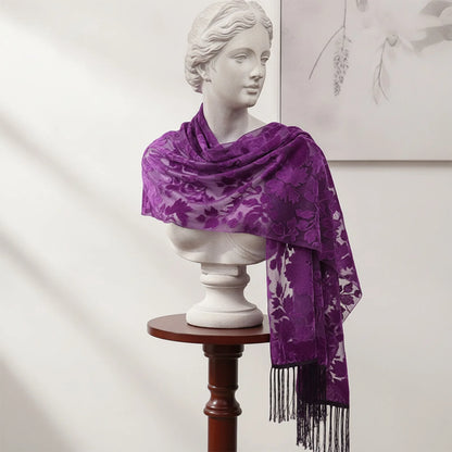 Foulard Soie Dentelle Motif Floral Dégradé