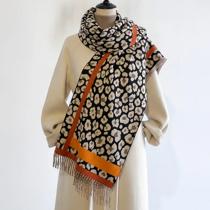 Foulard Cachemire Luxe Motif Léopard 