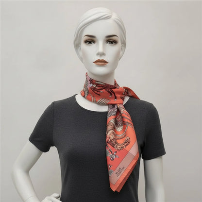 Foulard Carré en Soie 90x90cm Motif Fantastique